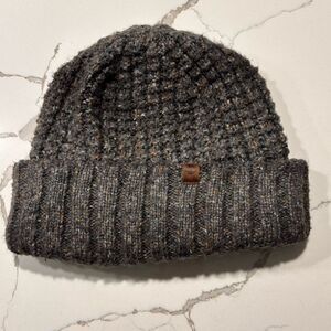 Timberland Unisex Women’s Mens Charcoal Grey Textured Knit Cuffed Beanie OS Gray